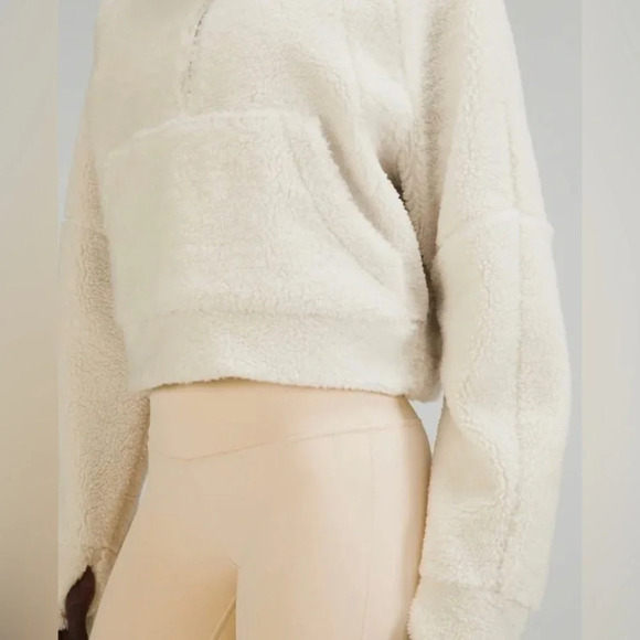 ! LULULEMON Scuba Oversized Half-Zip FLEECE Hoodie XS/S White Opal - Picture 3 of 10